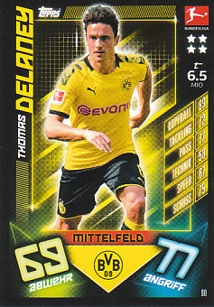 Thomas Delaney Borussia Dortmund 2019/20 Topps MA Bundesliga #90